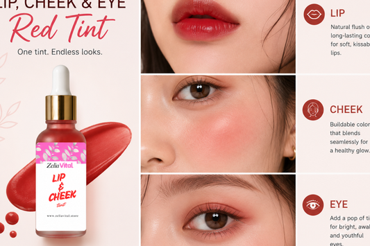 Red Lip and Cheek Tint - Natural, Moisturizing, and Long-lasting Lip and Cheek Tint with Repairing Ingredients - 30ml
